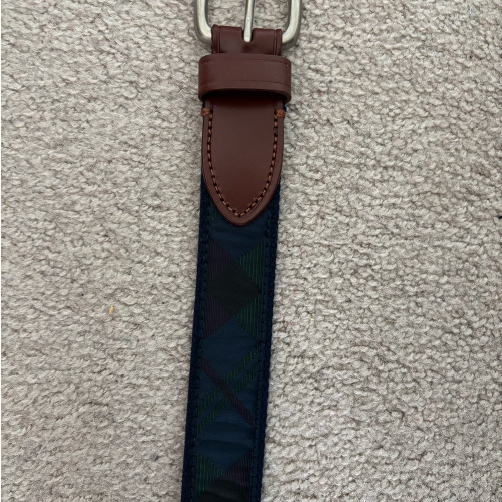 Boys Brown and Blue Plaid Belt Crewcuts
